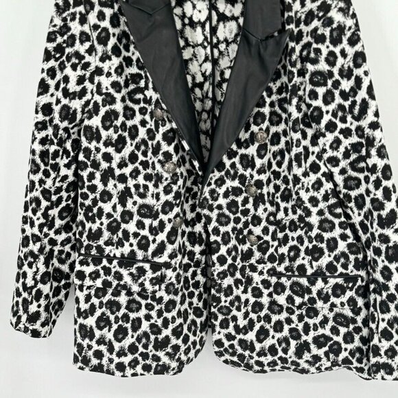 Lane Bryant Blazer Black Leopard Print Jacket Faux Leather Size 28 petite plus - Picture 6 of 13